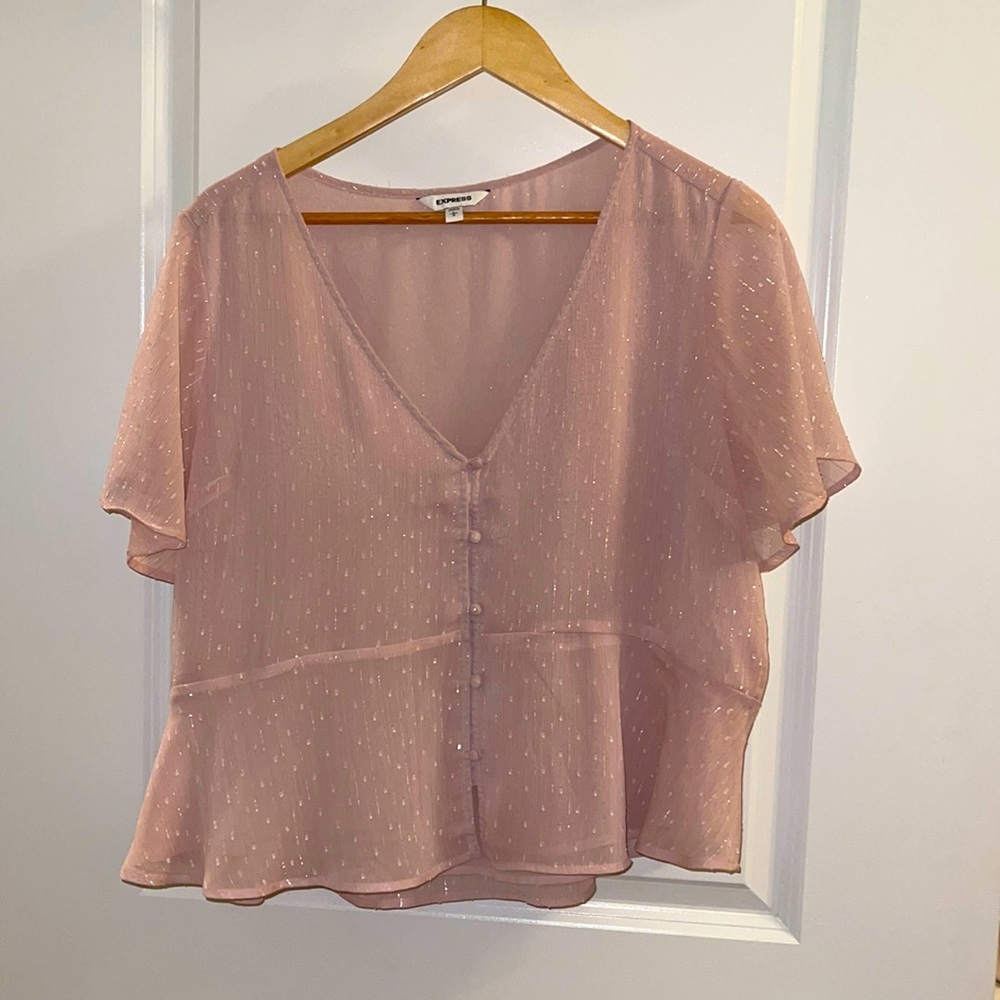 Express pink button up blouse